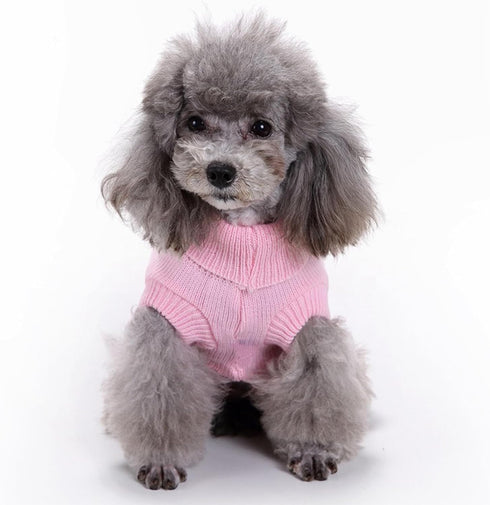 CHBORCHICEN Small Dog Sweaters, Knitted Pet Cat Warm Sweatshirt for Winter (Medium, Pink)