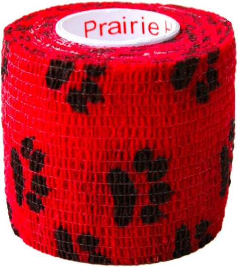 Prairie Horse Supply 2 Inch Vet Wrap Tape Bulk (Pack of 6) - Green, Pink, Red, Black Paw Prints