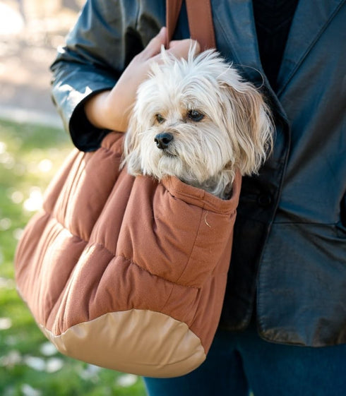 Cozy Plush Pet Carrier Purse - Lightweight Tote Design with Secure Harness Clip for Small Dogs and Puppies
