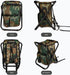 YESIACE Backpack Portable Hiking Camouflage Camping Stool, Folding Camping Chair Stool with Cooler Insulated Picnic Bag