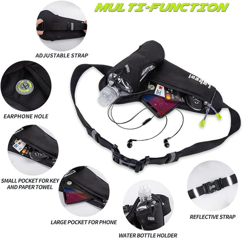 Labeol Waist Pack, Waterproof Hydration Belt with Water Bottle Holder, Adjustable Fanny Pack for Running Hiking Cycling