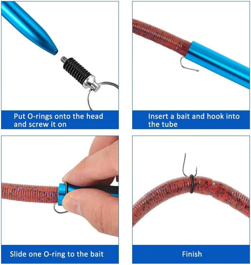 Wacky Rig Tool with 100Pcs Silicone O Rings for 3"-4" and 5"-7" Senko Worms, Easy Installation for Plastic Worms