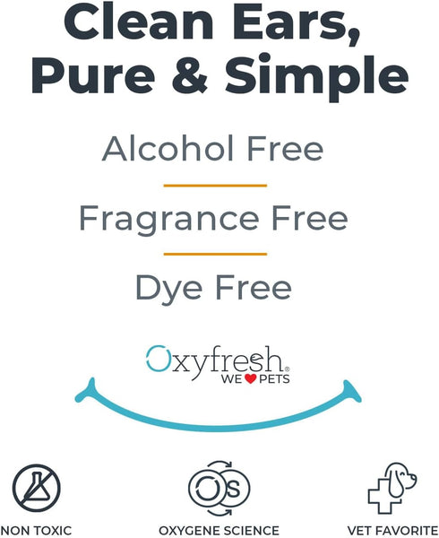Oxyfresh Advanced Pet Ear Cleaner, 8oz, Best Dog Ear Cleaner Solution for Yeast, Wax, Dirt & Itchy Ear Canal