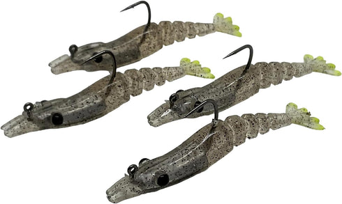Shrimplets | TPE 1/8 oz, 2.5" Pre-Rigged with UV Glow | Small