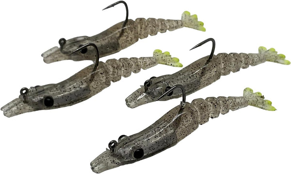 Shrimplets | TPE 1/8 oz, 2.5" Pre-Rigged with UV Glow | Small