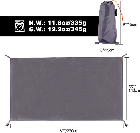 REDCAMP Lightweight Tent Footprint, 87"x55" Waterproof Camping Tarp for 1-2 Person Tent, Outdoor Hiking