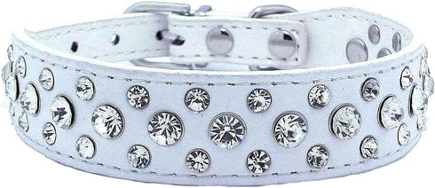 Rhinestone Dog Collar, Bling Rhinestone PU Leather Crystal Diamond Pet Collar for Dogs and Cats, Black S M L XL (L,