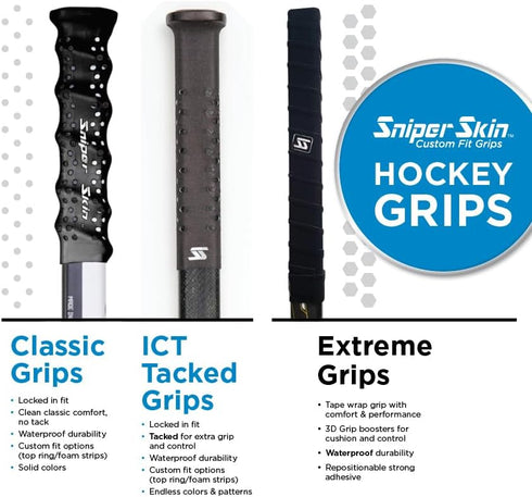 SNIPER SKIN Hockey Grip, Fits Adult and Kids Sticks, Easy Install, Durable, Non-tack