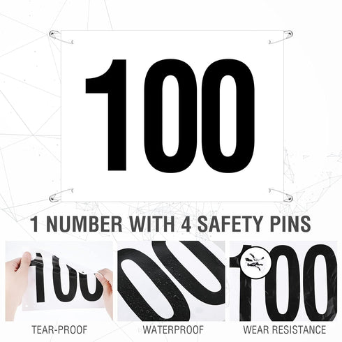 6 7.5 Inch Running Bib Numbers with Safety Pins for Marathon Sports Competition Events Tearproof Waterproof, x