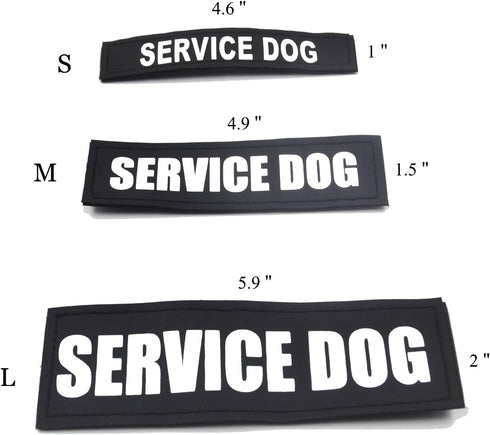2 Pack Reflective Service Dog Patches with Hook Back for Pet Collar, Vest, and Harness - 3 Sizes