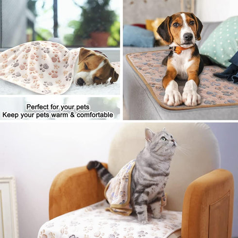 3 Pack Cat and Dog Blanket, Soft & Warm Fleece Flannel Pet Throw for Small, Medium & Large Dogs (Small)