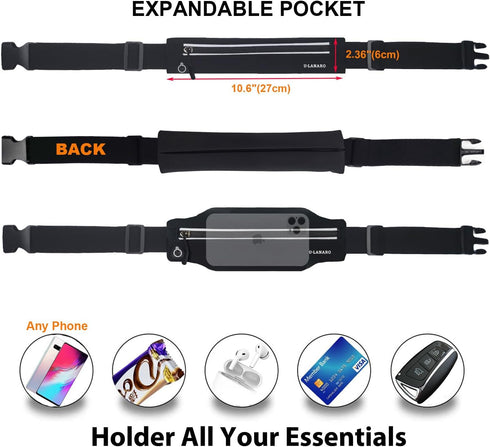 ULANARO Pack Pack Slim Running Belt Fanny for Men Women, Running Phone Holder Runners Pouch Waist for Workout, Money
