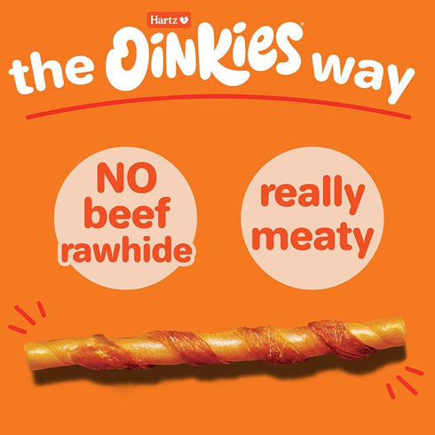 36 Count Hartz Oinkies Tender Twists with Real Chicken Breast Rawhide-Free Dog Treats, Highly Digestible Dog Chews