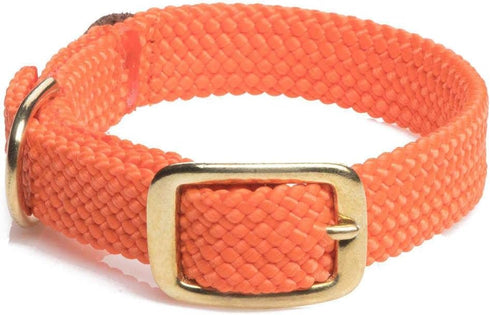 Mendota Pet Double Braid Collar - Brass Dog Collar, Orange, 9/16 in x 14 in Junior, Made in The USA