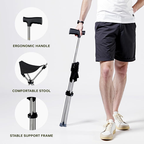 Generic Lightweight Travel Stools for Adults. Cane with seat,Walking Stick,Foldable Chair,Hiking