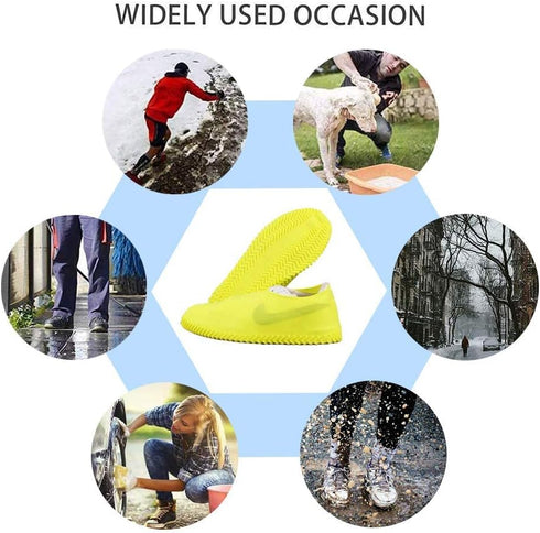 Waterproof Shoe Covers - Non-Slip Water Resistant Overshoes for Men, Women, Kids (Large, Black)