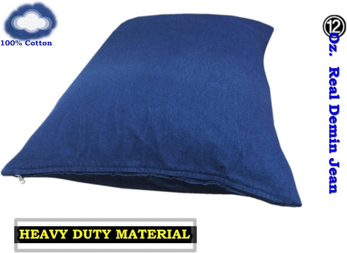 DIY Heavy Duty Blue Denim Jean Pet Dog Pillow Cover + Waterproof Resistant Case Set for Small Medium Dog