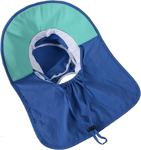 Kids Fishing Sun Hat with Neck Flap - Wide Brim Bucket Hiking Safari Cap with Ponytail Hole, Breathable UPF50+