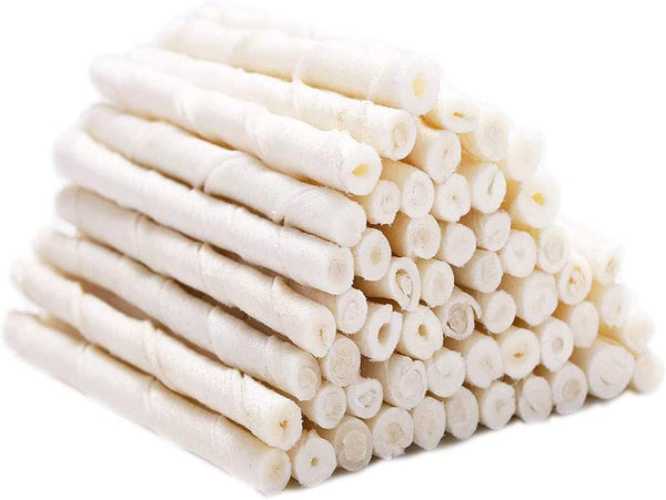 MON2SUN Dog Rawhide Twist Sticks, Natural 5 Inch Thin Sticks, 60 Count for Puppy and Small Dogs