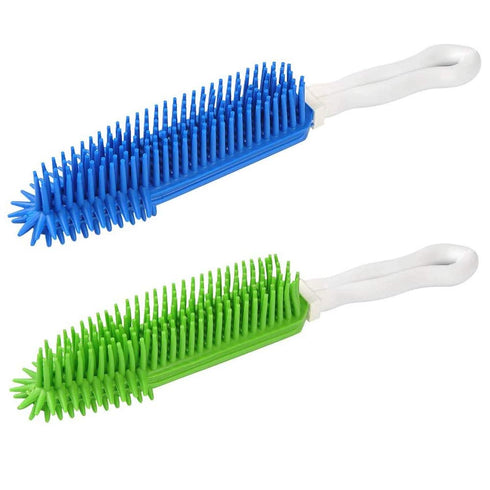 2 Pack Pet Hair Remover Rubber Portable Cleaner for Carpet, Clothes, Furniture, and Dog Cat Bath Brush (Green + Blue)