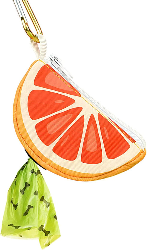 BlissBud Grapefruit Shape Dog Poop Bag Holder and Carrier - Leash Attachment Poo