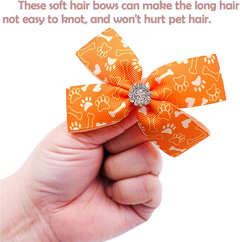 PET SHOW 50Pcs/25Pairs 4" Paw Pattern Big Dog Hair Bows with Alligator Clips for Medium Large Dogs