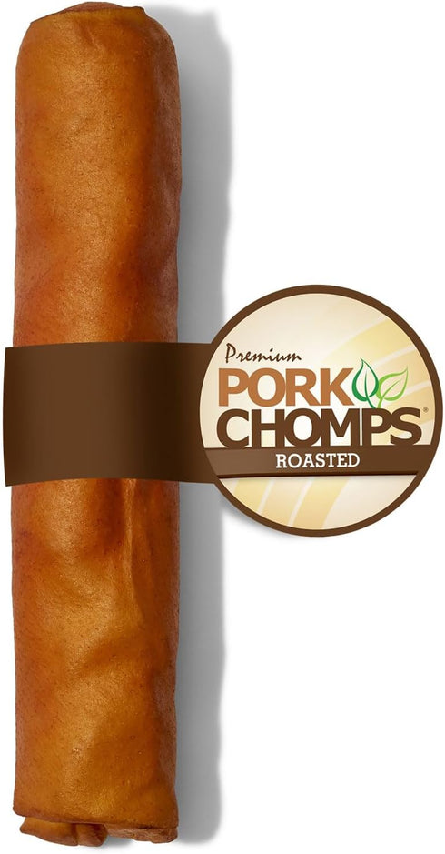 Pork Chomps Roasted Pork Skin Dog Chew, 8 Inch Roll, 1 Count