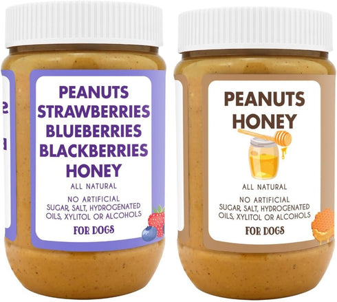 (Set 2, 17oz Superberry Snoot + Ruff Ruff Raw Buddy Budder, Natural Dog Peanut Butter, Dog Treat, Made in USA of Jars)