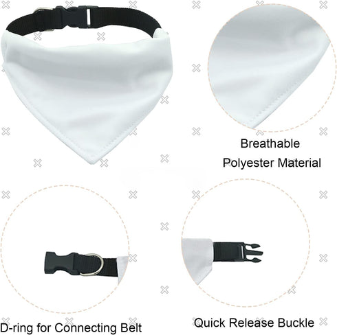 Dog Bandana Collar, 4 PCS DIY Sublimation Blank Adjustable Buckle Triangle Scarfs for Large Dogs