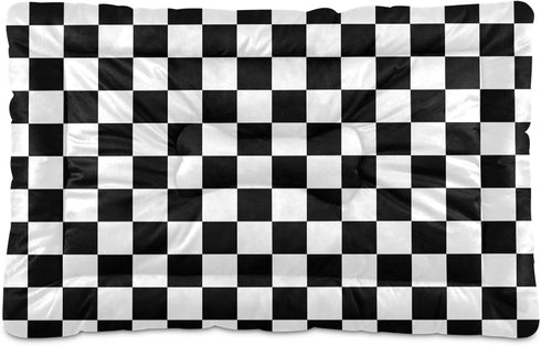 Checkerboard Pet Bed Pad, Soft Dog Bed Mat with Anti-Slip Bottom, Machine Washable Crate Pad for Sleeping