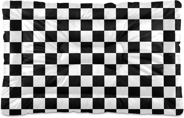 Checkerboard Pet Bed Pad, Soft Dog Bed Mat with Anti-Slip Bottom, Machine Washable Crate Pad for Sleeping