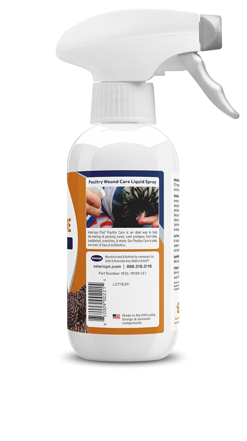 8 Vetericyn Plus Poultry Care Spray | Healing Aid and Skin Repair for Chicken Wounds, Pecking Injuries, Bumblefoot