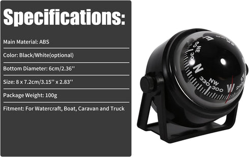 Waterproof Marine Bracket Mount Compass for Hiking & Camping