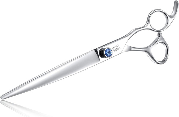 JASON 8" Straight Dog Grooming Scissors - Long Pets Grooming Shears with Offset Handle and Jewelled Screw
