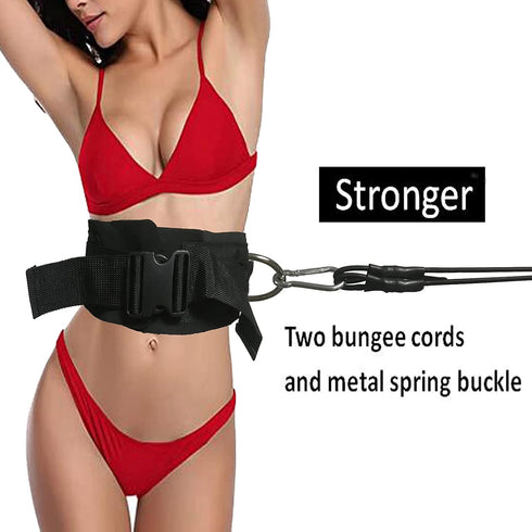 Upgrade Style Strong Pool Swim Training Leash, Swim Resistance Tether with Comfortable Waist Belt and Double Bungee Rope