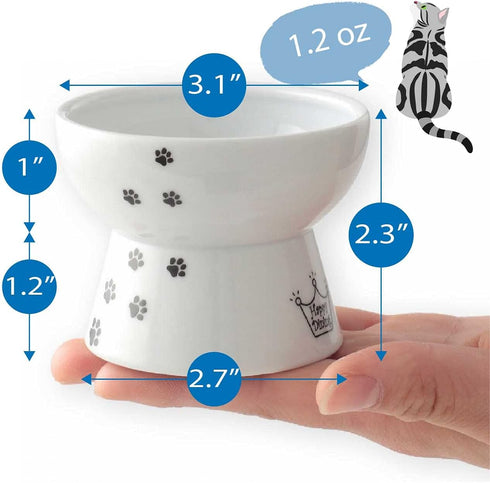 Necoichi Raised Stress Free Cat Food Bowl - Elevated, Backflow Prevention, Dishwasher/Microwave Safe, Mini