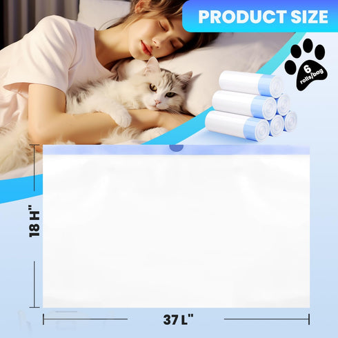 30 Pack 3MIL 37"x18" 3 Jumbo Cat Litter Bags - Extra Thick Leakproof Litter Box Liners, Heavy Duty Drawstring Cat