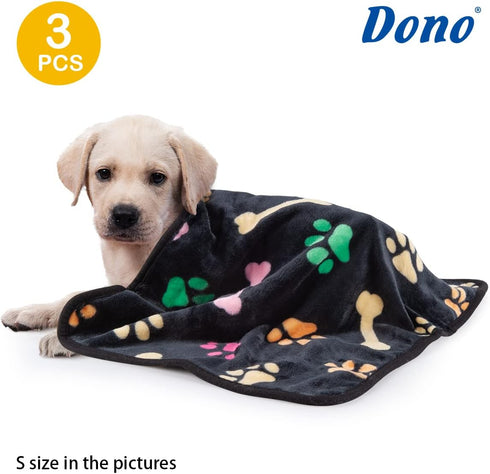 Dono 1 Pack 3 Dog Blankets, Soft Fluffy Fleece Pet Blanket, Warm Sleep Mat, Paw Print Design
