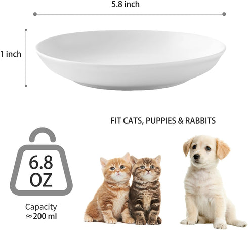 Ceramic Cat Food Bowl Set - 4 Pack Healthy Wide Shallow Dishes for Food and Water, Anti Whisker Fatigue Feeding Bowls