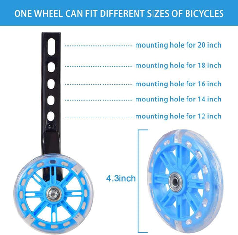 Training Wheels for Bike, Compatible for 12/14/16/18/20 Inch, Flash Mute Wheel, 1 Pair