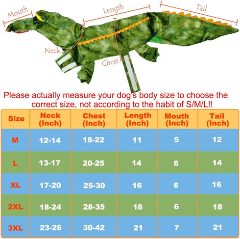 Alligator Dog Costume, Funny Croc Costume for Small to Large Dogs, Halloween Cosplay Dress