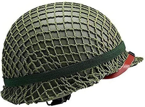 WWII US Army M1 Green Helmet Replica with Net/Canvas Chin Strap for DIY Painting