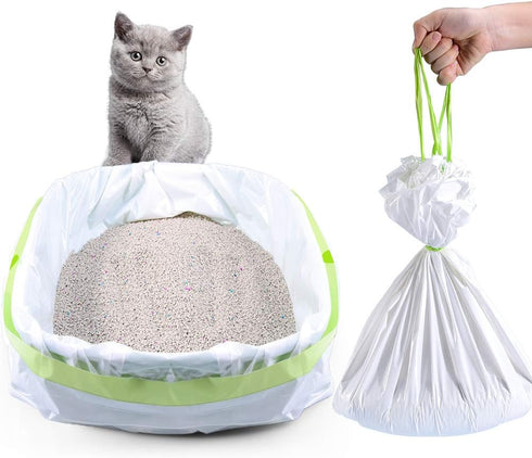 Litter Box Liners, 34 Count Jumbo Cat Litter Pan liners, Drawstring Litter