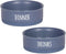 Bone Dry Ceramic Pet Bowls for Dogs & Cats, Dishwasher & Microwave Safe, Non-Slip Bottom, Medium Set, French Blue