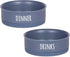 Bone Dry Ceramic Pet Bowls for Dogs & Cats, Dishwasher & Microwave Safe, Non-Slip Bottom, Medium Set, French Blue