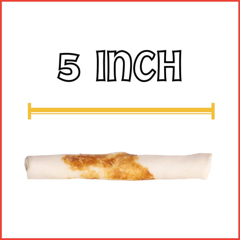 5" 8 Count/4 Pack Pet Factory Twistedz American Beefhide Chip Rolls Dog Chew Treats w/Real Beef Meat Wrap
