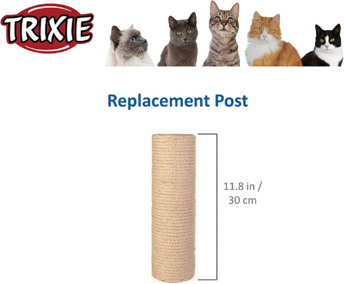 TRIXIE Replacement Sisal Post for Scratching Posts, Cat Trees and Towers, 3.5 in x 11.8 in (9 x 30 cm)