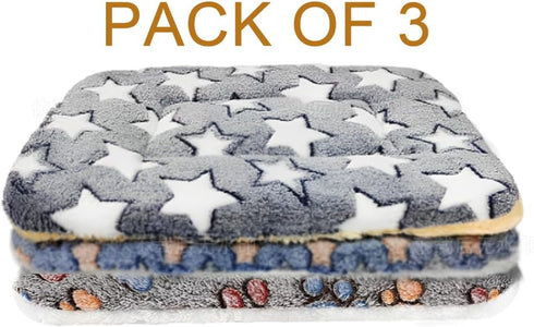 Pack of 3 Ultra Soft Dog Cat Bed Mats, Reversible Fleece, Thickened Hamster Guinea Pig Bed, Pet Bed Mat for Small