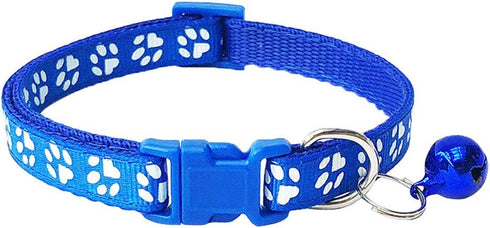 CHBORCHICEN 2-Pack Adjustable Footprint & Reflective Cat Collar with Bell, Basic Dog Cat Collar (X-Small, Blue)