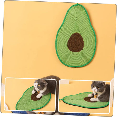 Cat Scratching Mat Couch Accessories, Avocado Toy Wall Hanging Decor, Sisal Mat for Cats, Decorative Scratch Pad